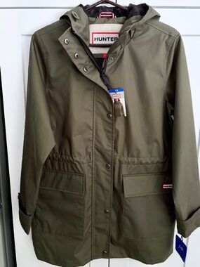 Hunter Anorak Hooded Jacket, Women's Lightweight Jacket, Olive Green Size L, NEW